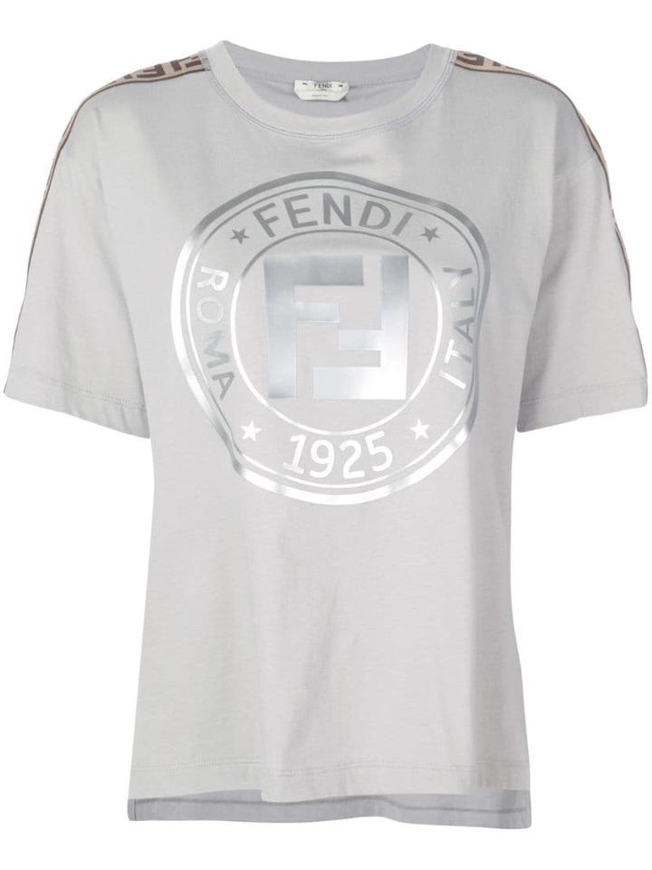 Fendi Round Foil Logo T-shirt - Grey
