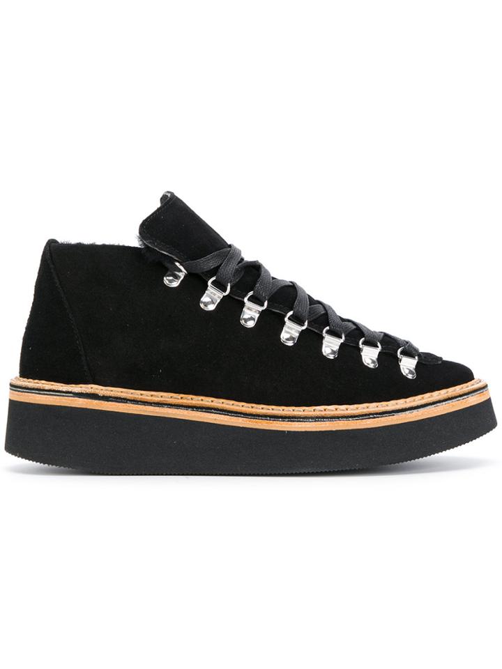 Flamingos Lace-up Platform Shoes - Black