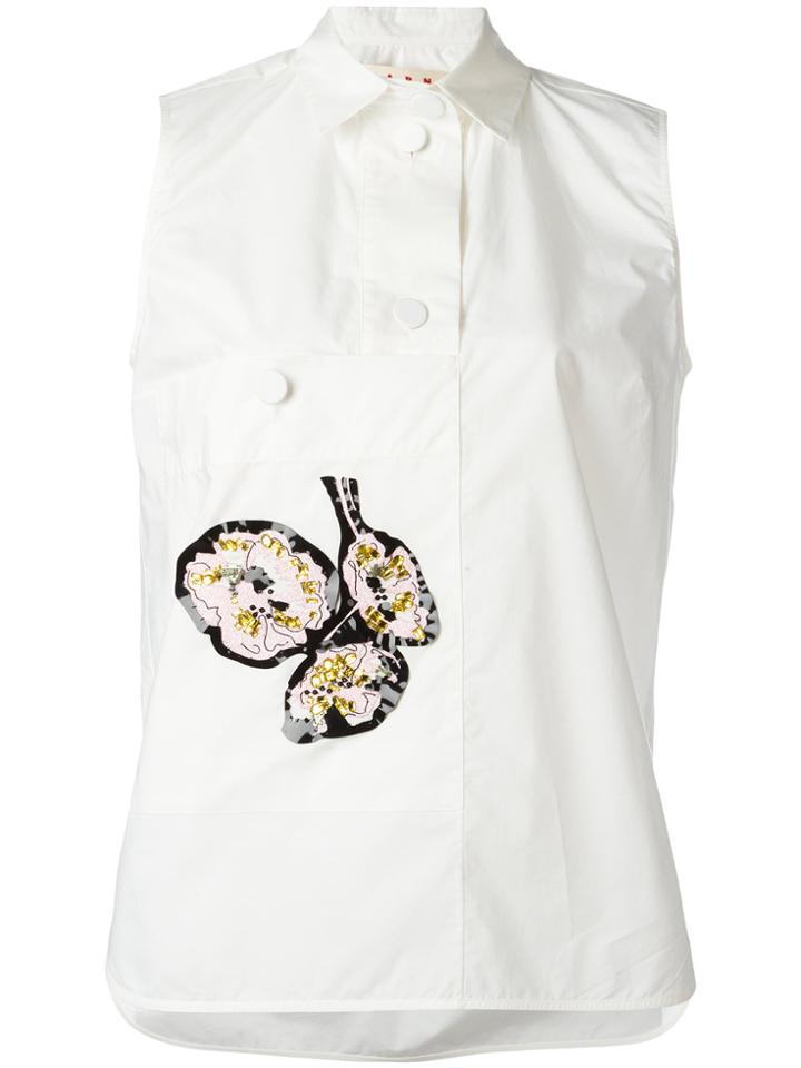 Marni Sleeveless Appliqué Shirt - White