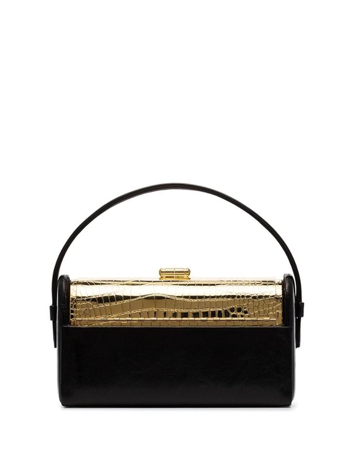Bienen Davis Regine Crocodile Embossed Tote Bag - Black
