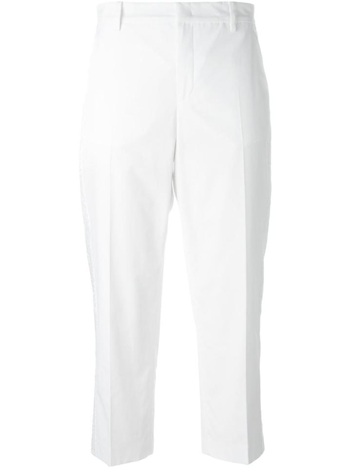 No21 Lace Appliqué Cropped Trousers - White