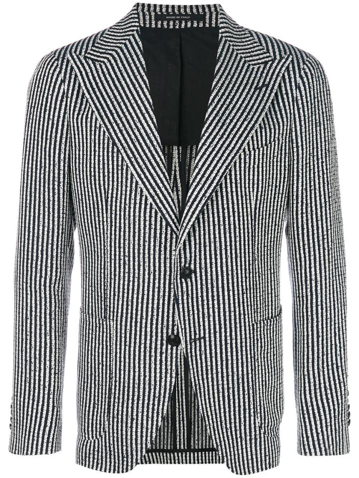 Tagliatore Striped Seersucker Blazer - Blue