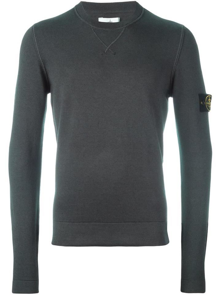 Stone Island Logo Patch Jumper, Men's, Size: Xxl, Grey, Cotton/cashmere