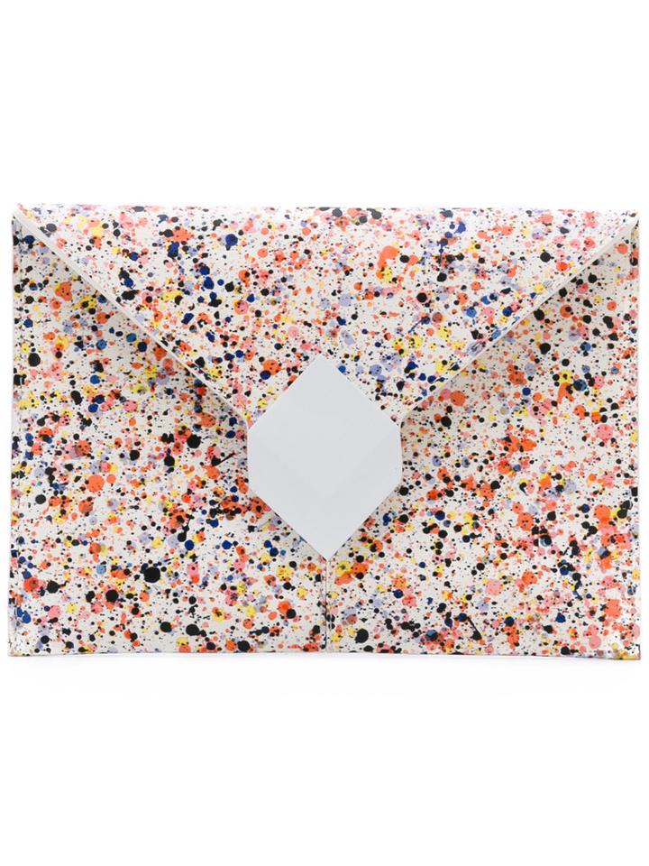 Pierre Hardy - Paint Splatter Print Clutch - Women - Calf Leather/metallic (grey) Fibre - One Size, Calf Leather/metallic Fibre