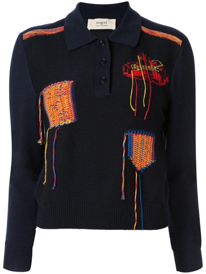 Ports 1961 Knitted Polo Shirt - Blue