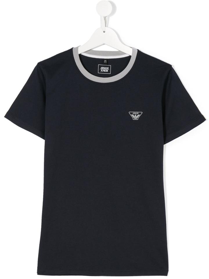 Armani Junior Chest Logo T-shirt - Blue