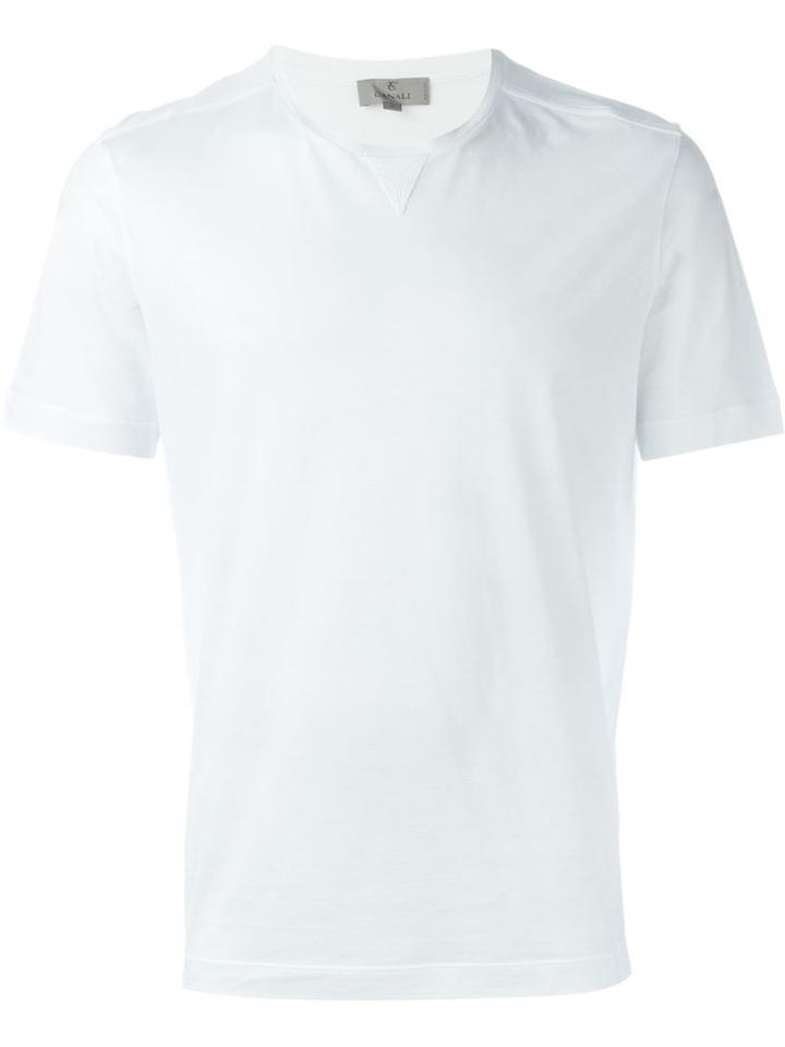 Canali Round Neck T-shirt, Men's, Size: 52, White, Cotton