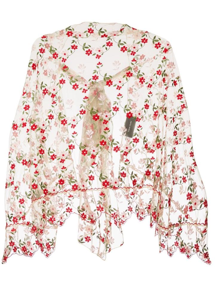 Simone Rocha Floral Embroidered Mesh Top - Yellow