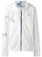 Faith Connexion Star Laced Zipped Hoodie, Men's, Size: Xs, White, Cotton