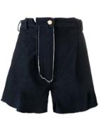 Natasha Zinko Raw Edge High Waisted Shorts - Blue