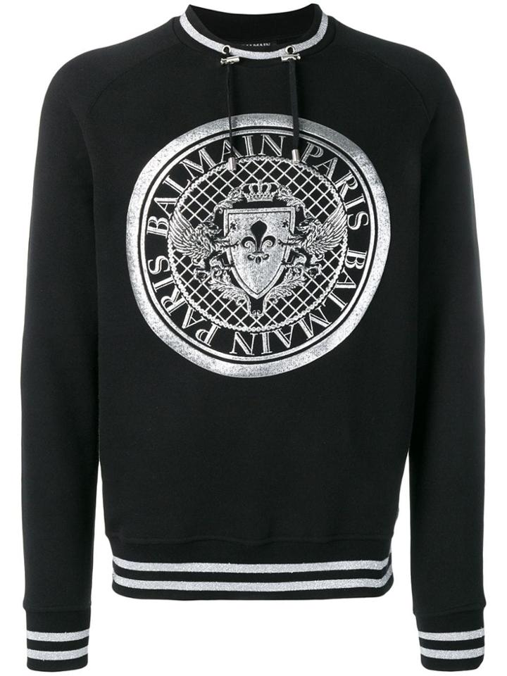 Balmain Logo Crest Jumper - Black
