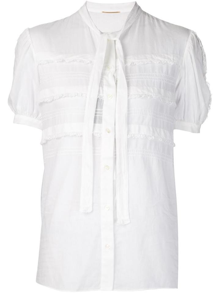 Saint Laurent Ruffled Lace Trim Blouse