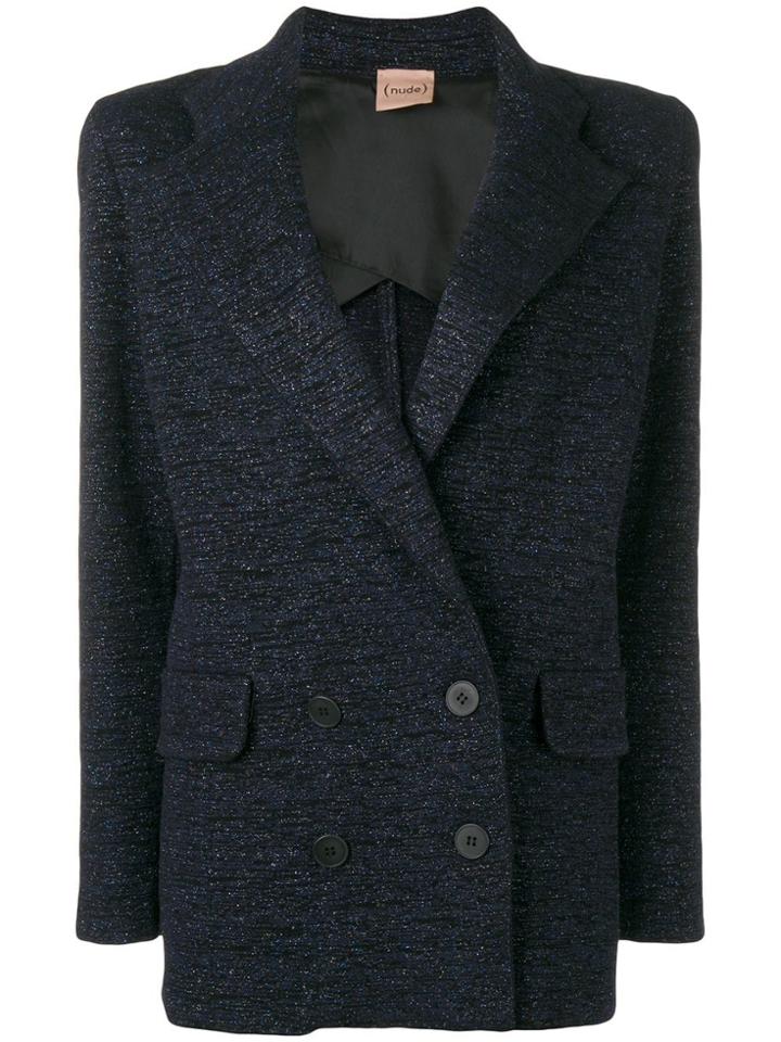 Nude Oversized Double-breasted Blazer - Blue