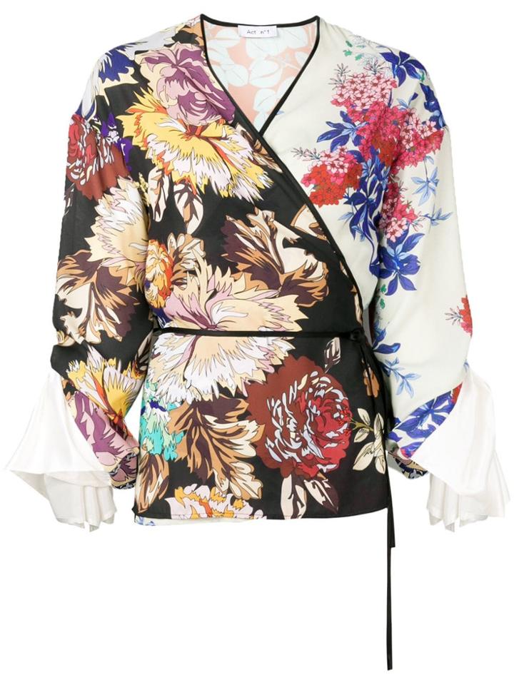Act N&deg;1 Floral Print Wrap Blouse - Black