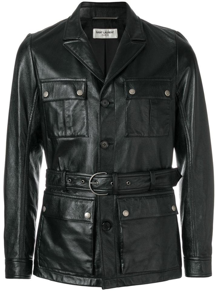Saint Laurent Saharienne Leather Jacket - Black