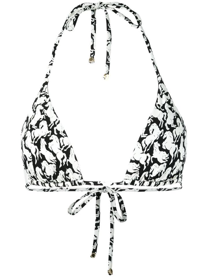 Stella Mccartney - Running Horses Triangle Bikini Top - Women - Polyamide/polyester/spandex/elastane - M, Black, Polyamide/polyester/spandex/elastane