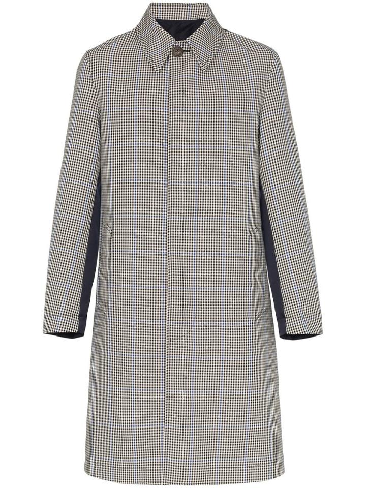 Alexander Mcqueen Houndstooth Print Two Tone Trench Coat - Black