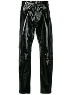 Versace Embellished Leather Trousers - Black