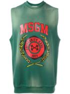 Msgm Sleeveless Printed Sweatshirt, Men's, Size: Medium, Green, Cotton