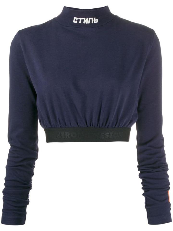 Heron Preston Cropped Long Sleeve Top - Blue