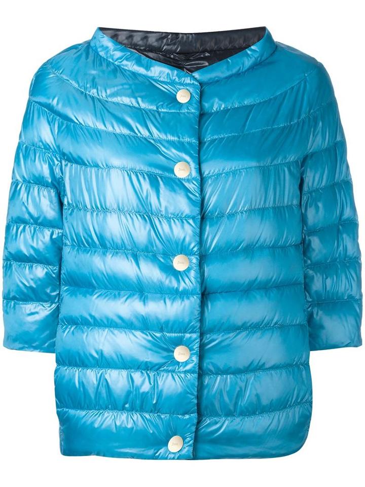 Herno Three-quarters Sleeve Down Jacket, Women's, Size: 48, Blue, Polyamide/goose Down