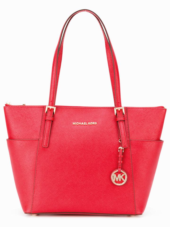 Michael Michael Kors Jet Set Top-zip Tote, Women's, Red, Calf Leather