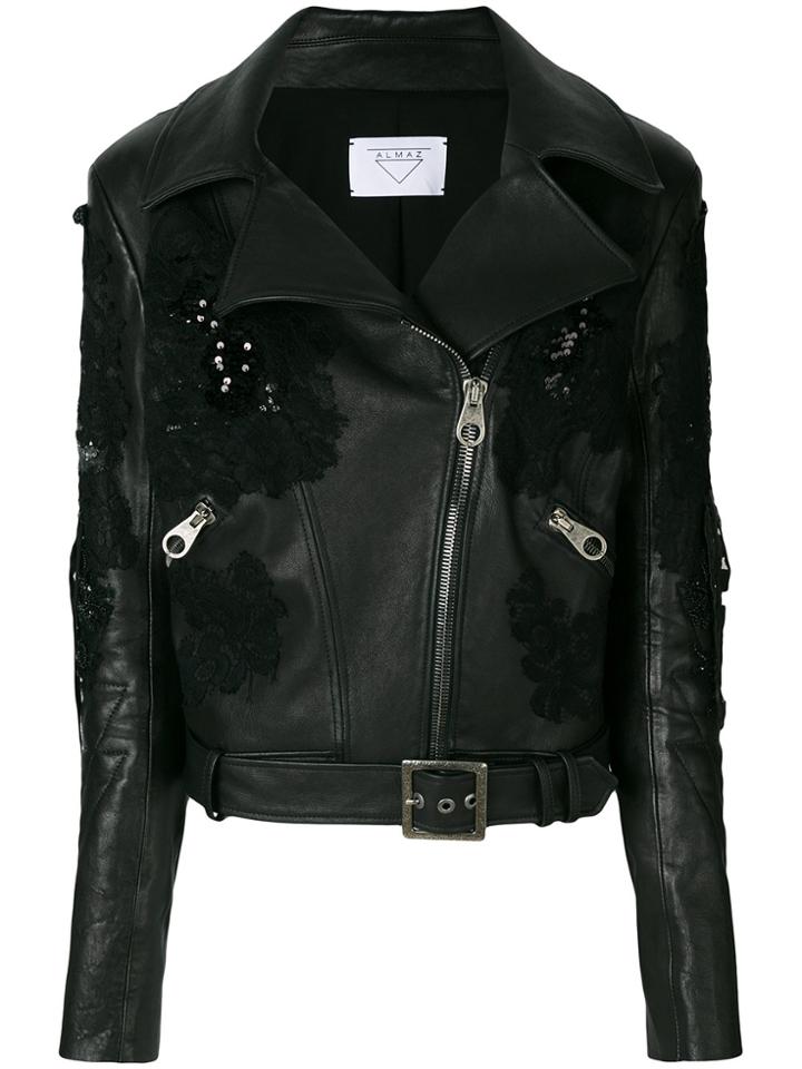 Almaz Embellished Biker Jacket - Black