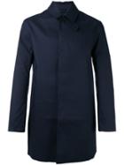 Mackintosh Concealed Button Coat, Men's, Size: 46, Blue, Cotton