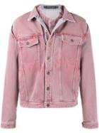 Y / Project - 'overdye' Denim Jacket With Removable Denim Undershirt - Men - Cotton - 46, Pink/purple, Cotton