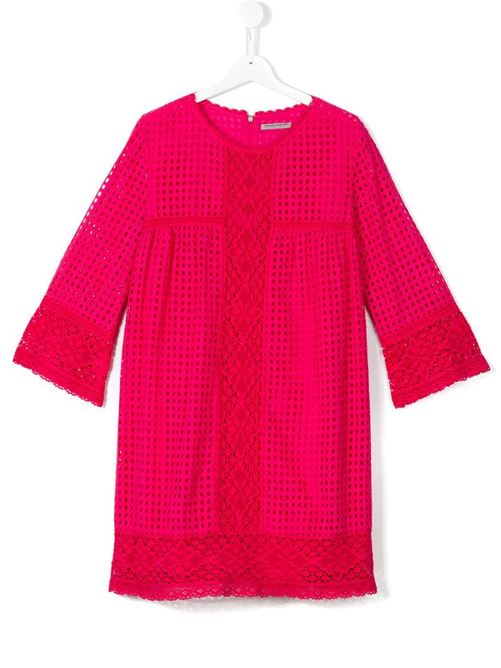 Ermanno Scervino Junior - Embroidered Dress - Kids - Cotton - 14 Yrs, Pink/purple