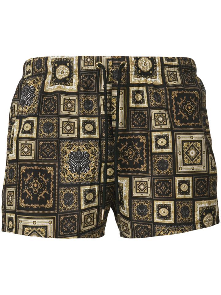 Versace Signature 17 Print Swim Shorts - Brown