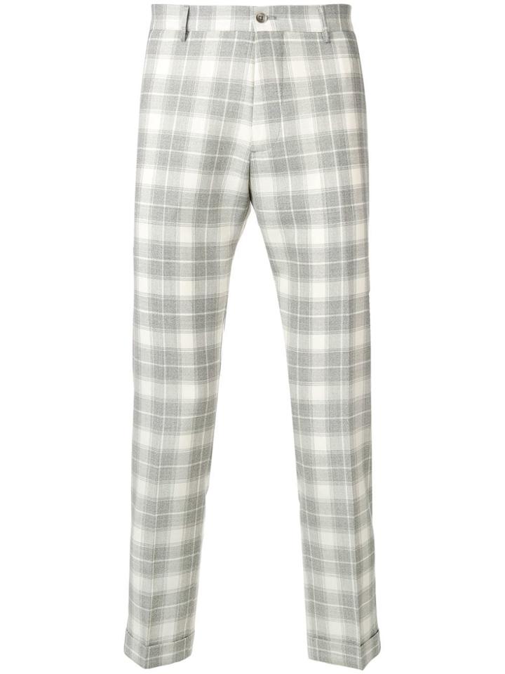 Berwich Checked Straight-leg Trousers - White