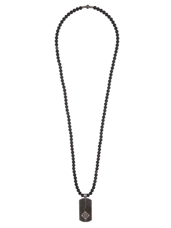 Nialaya Jewelry Beaded Dog Tag Necklace