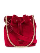 Lancaster Small Velvet Bucket Bag - Red
