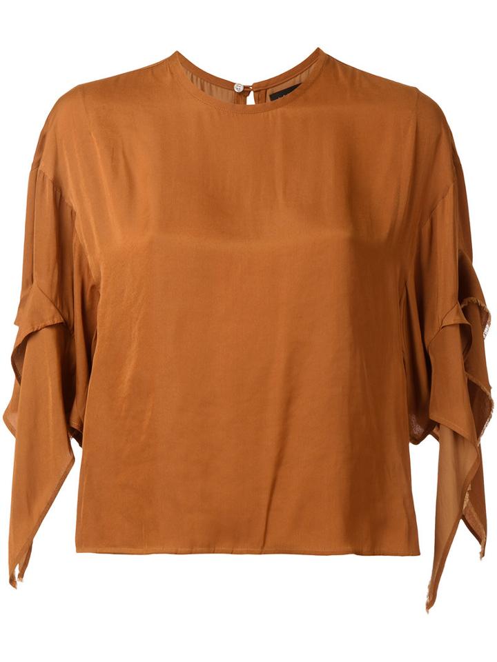 Lamarck Pleated Sleeves Top, Women's, Size: 1, Brown, Polyester