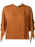 Lamarck Pleated Sleeves Top, Women's, Size: 1, Brown, Polyester