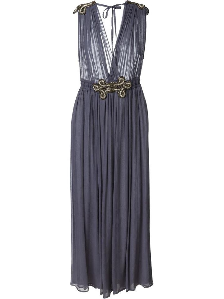 Amen Crystal-embellished Gown, Women's, Size: 42, Blue, Viscose/silk/glass/metal Other