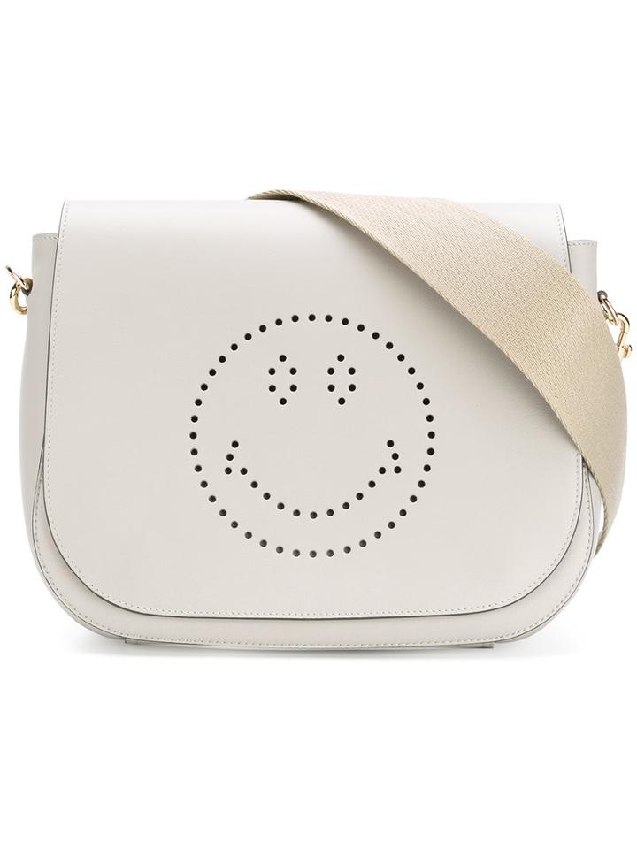 Anya Hindmarch Smiley Crossbody Bag, Women's, Grey, Calf Leather