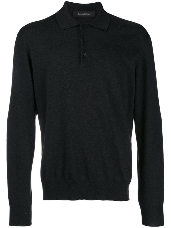 Ermenegildo Zegna Long Sleeve Polo - Grey