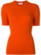 Courrèges - Short-sleeve Round Neck Knit Top - Women - Cotton/cashmere - 4, Red, Cotton/cashmere