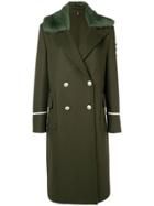 Ermanno Scervino Faux Fur Trim Double Breasted Coat - Green