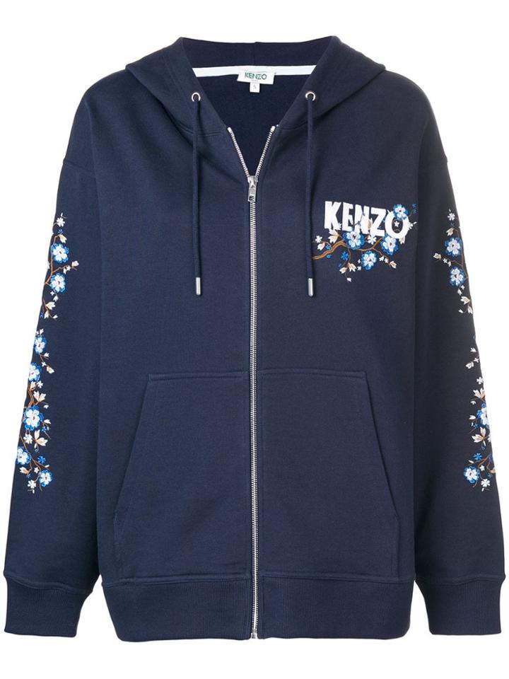 Kenzo Cheongsam Flower Zipped Hoodie - Blue