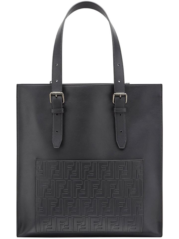 Fendi Embossed Logo Shopper - Black