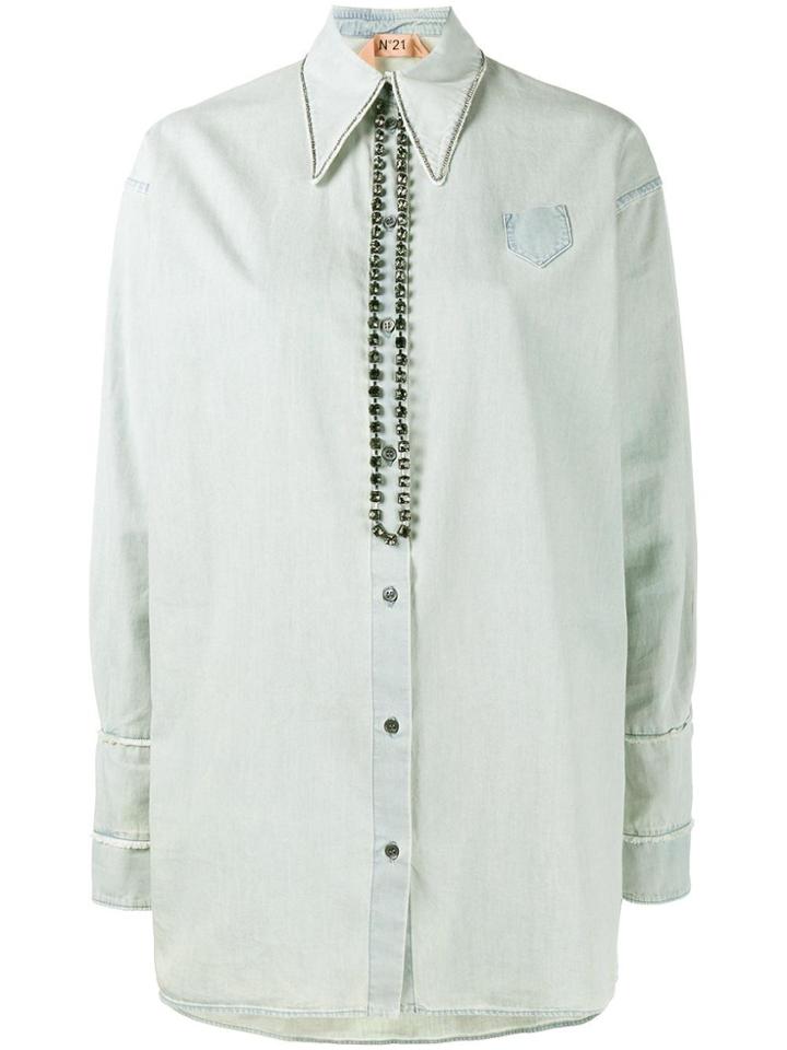 No21 Embellished Denim Shirt - Blue