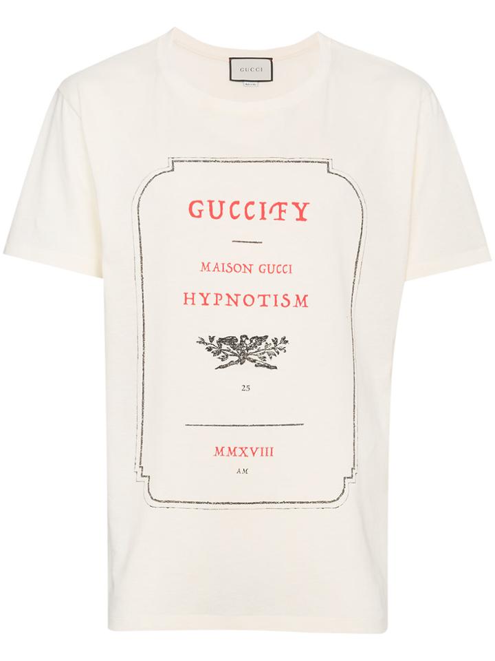 Gucci Fashion Show Invite Print Cotton T Shirt - Nude & Neutrals