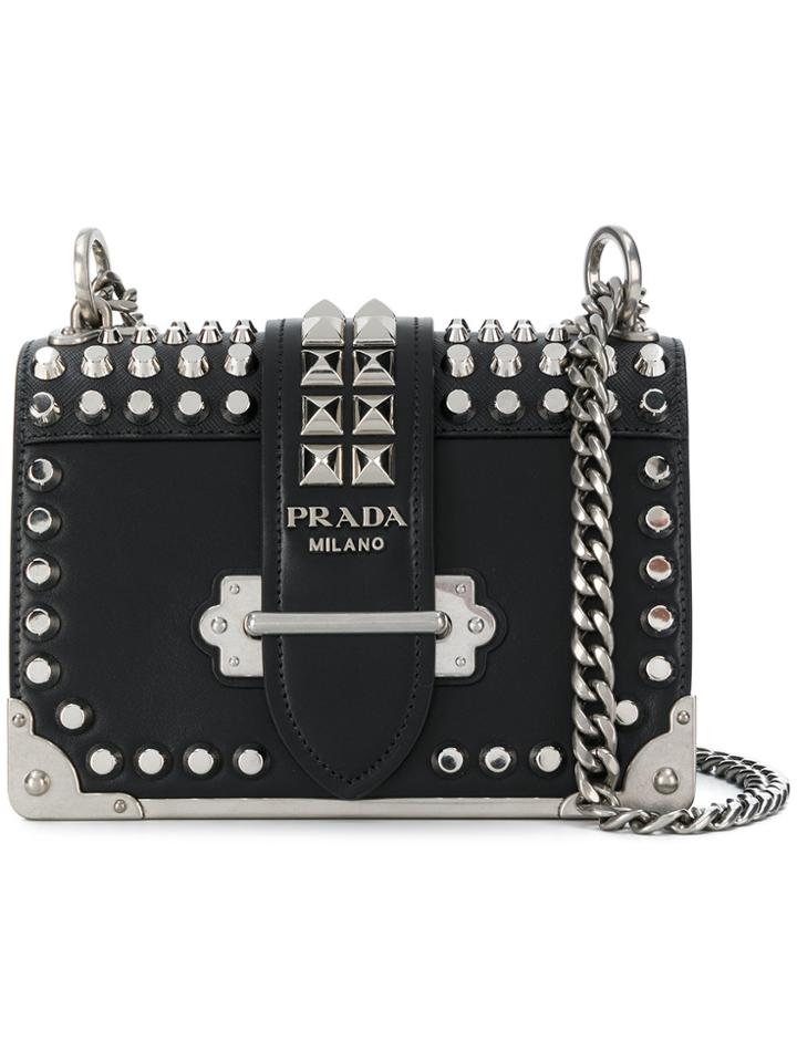 Prada Studded Cahier Cross-body Bag - Black
