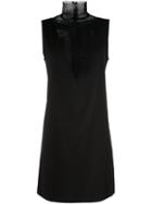 Mm6 Maison Margiela Mesh Front Panel Dress, Women's, Size: 42, Black, Polyamide/spandex/elastane/viscose/wool