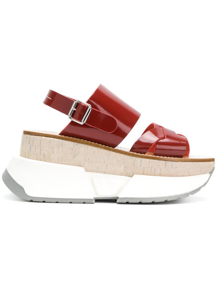 Mm6 Maison Margiela Platform Sandals - Red
