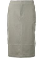 Bassike Utility Pencil Skirt, Women's, Size: 6, Grey, Cotton/elastodiene