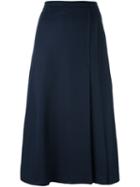 Odeeh Side Pleat Midi Skirt, Women's, Size: 40, Blue, Cotton/polyester/spandex/elastane/virgin Wool